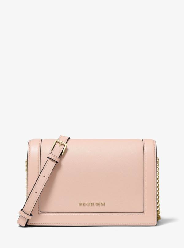 Damske Crossbody Kabelka Michael Kors Jet Set Large Saffiano Leather Ruzove - Kabelky Michael Kors Sleva | FAOUB-8124